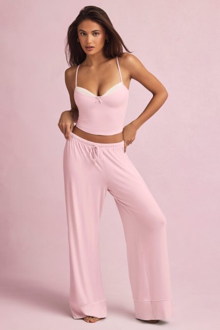 Mid-Rise Pyjama Trousers in Baby Pink